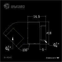 Угловой фитинг Bykski B-RD45-X Golden